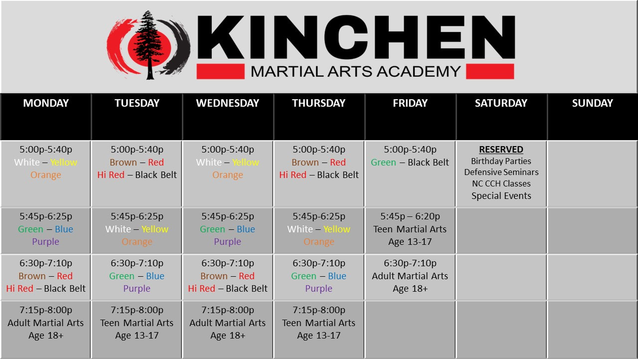 Weekly Class Schedule